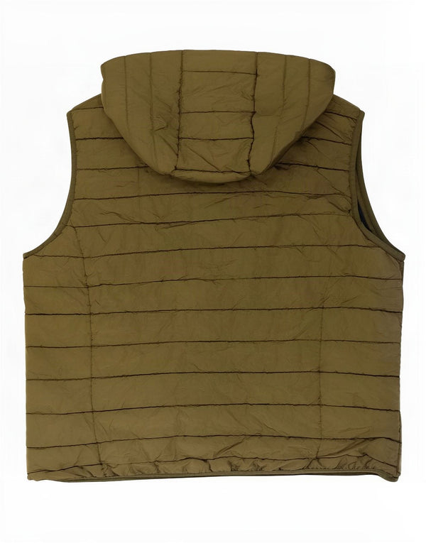 Jack & Jones Mens Hooded Padded Gilet UK 40 Large Khaki Polyester