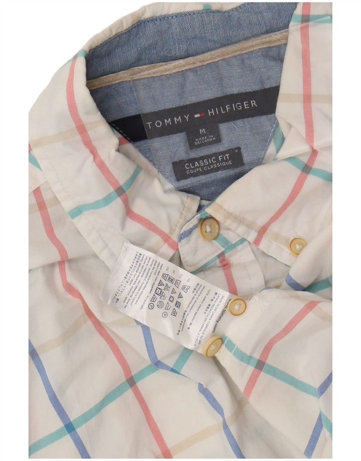 TOMMY HILFIGER Mens Classic Fit Shirt Medium White Check Cotton