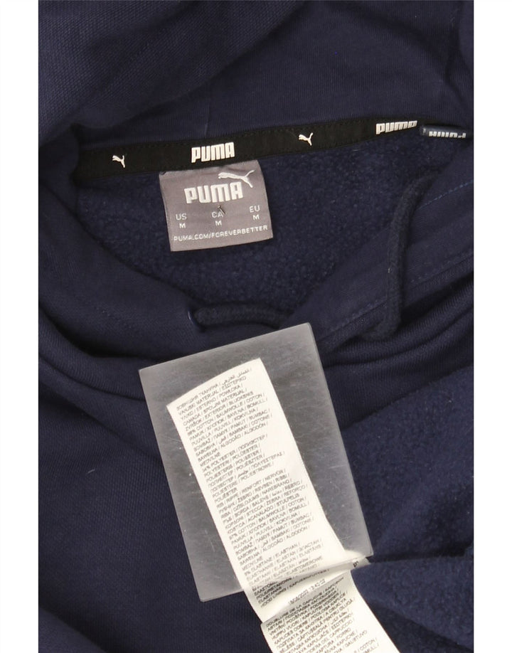 Puma Mens Graphic Hoodie Jumper Medium Navy Blue Cotton