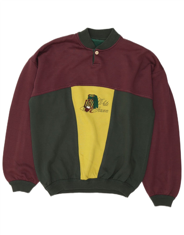 Vintage Mens Graphic Sweatshirt Jumper Large Multicoloured Colourblock