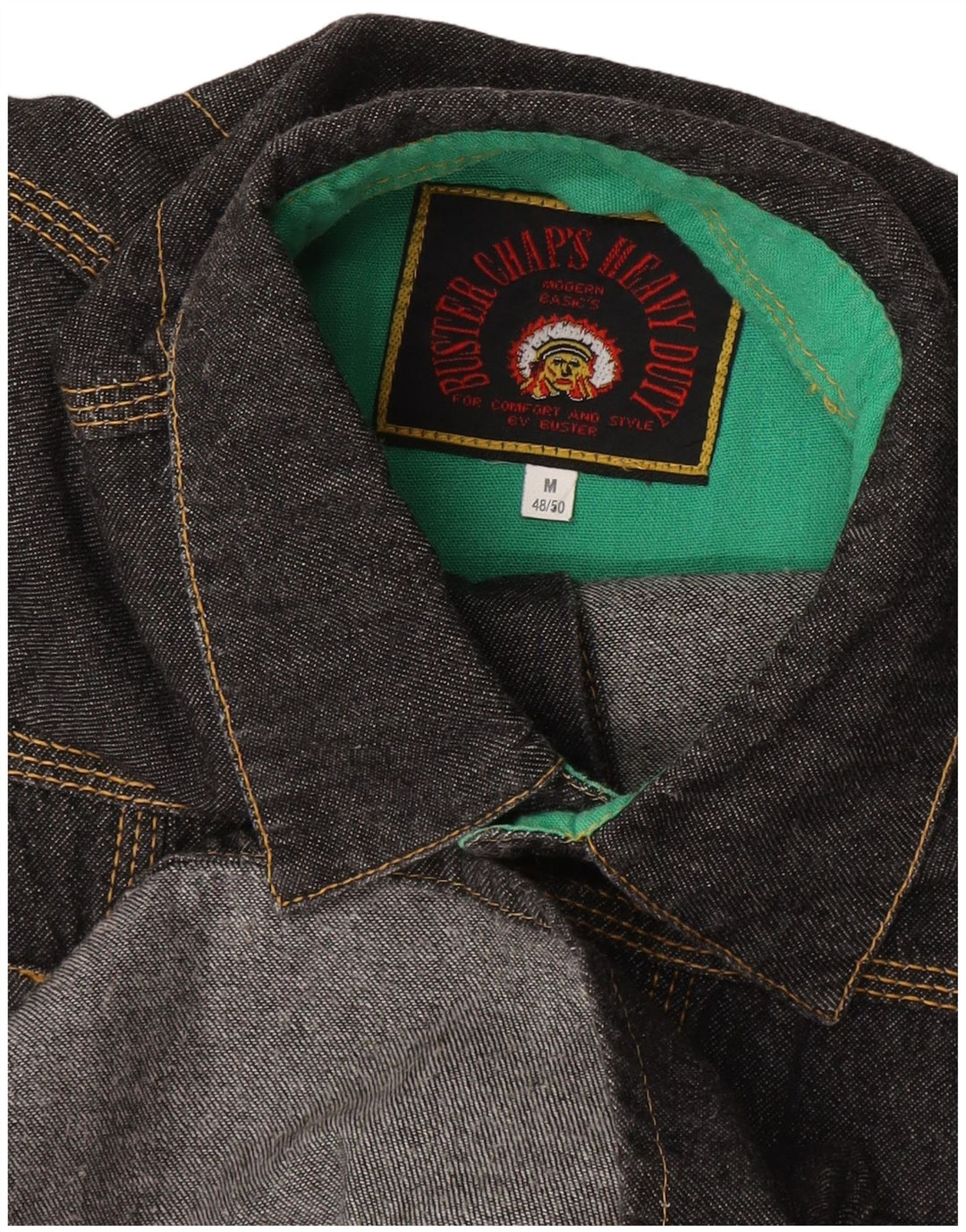 BUSTER Mens Denim Shirt IT 48/50 Medium Black