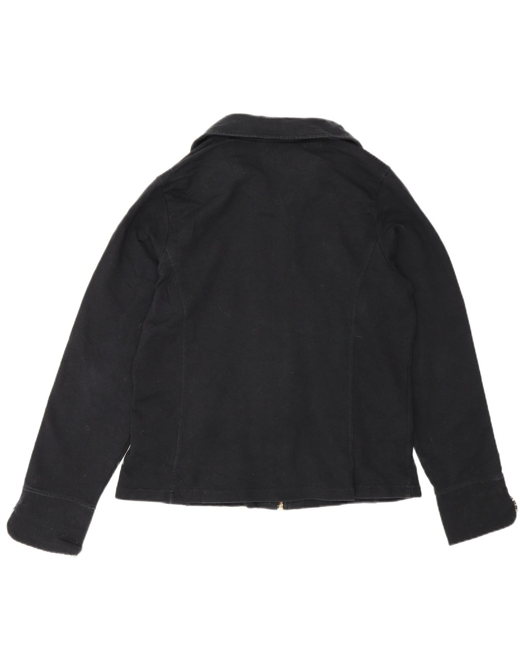 Marks & Spencer Womens Bomber Jacket UK 14 Medium Black Cotton