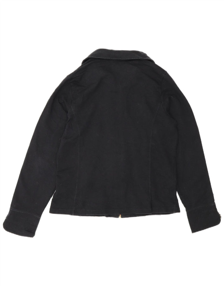 Marks & Spencer Womens Bomber Jacket UK 14 Medium Black Cotton