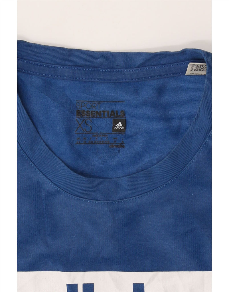ADIDAS Womens Graphic T-Shirt Top UK 4/6 XS Navy Blue Cotton Vintage Adidas and Second-Hand Adidas from Messina Hembry 