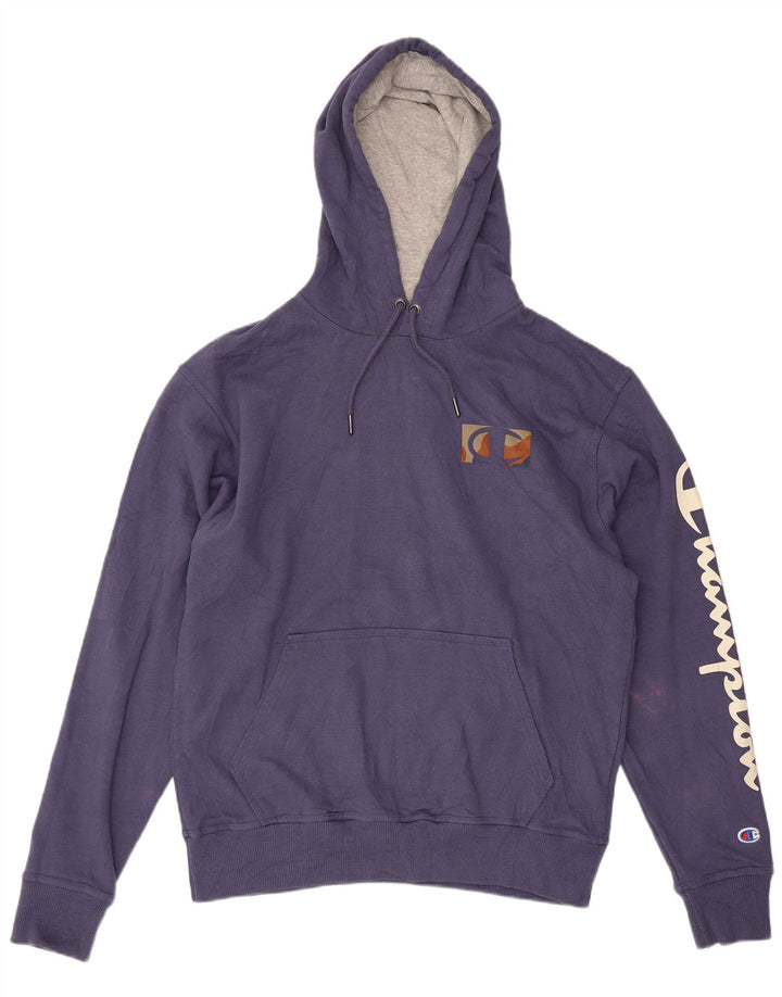Champion Mens Graphic Regular Fit Hoodie Jumper Medium Navy Blue Cotton