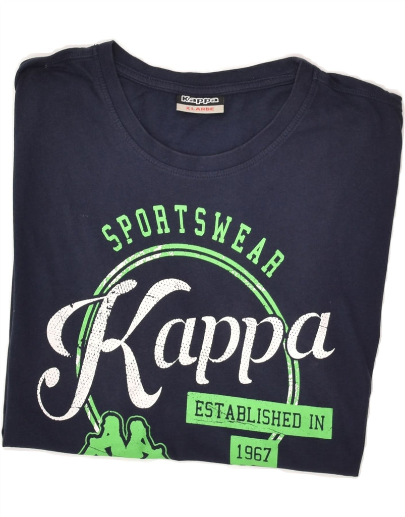 KAPPA Mens Graphic T-Shirt Top XL Navy Blue Cotton | Vintage Kappa | Thrift | Second-Hand Kappa | Used Clothing | Messina Hembry 