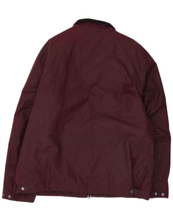Barbour Mens Waxed Cotton Jacket UK 44 2XL Burgundy