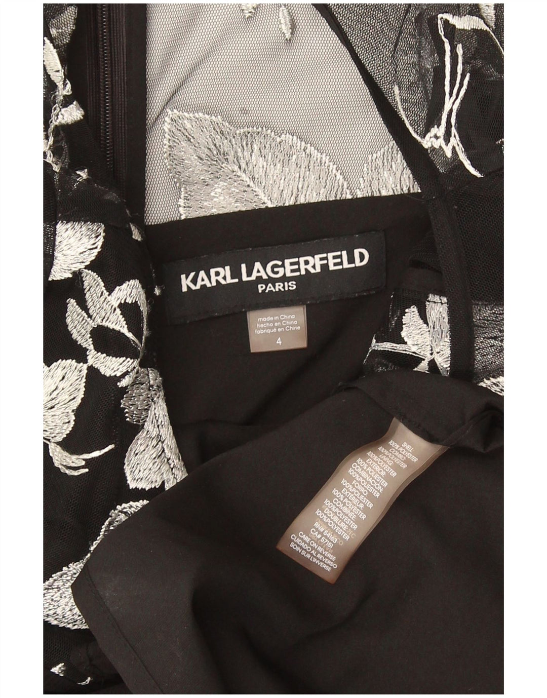 Karl Lagerfeld Womens Sheath Dress US 4 Small Black Floral Polyester