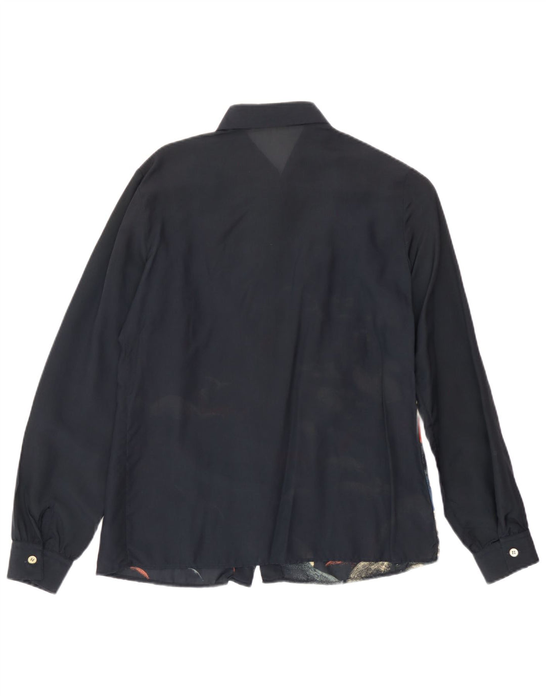 Vintage Womens Graphic Shirt IT 42 Medium Navy Blue Acetate
