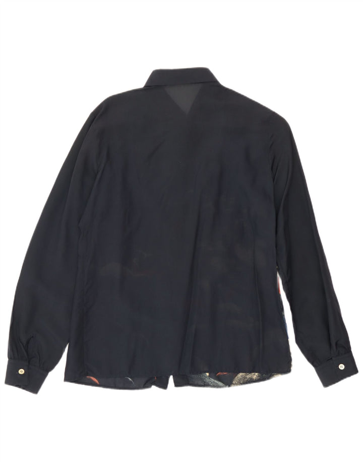 Vintage Womens Graphic Shirt IT 42 Medium Navy Blue Acetate