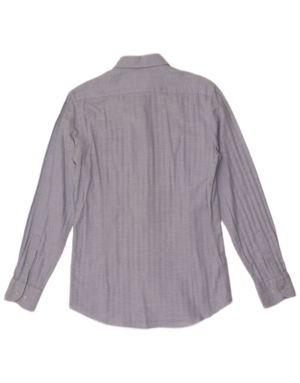 MASSIMO DUTTI Mens Shirt Small Blue Herringbone Cotton