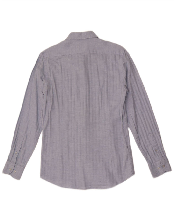 MASSIMO DUTTI Mens Shirt Small Blue Herringbone Cotton