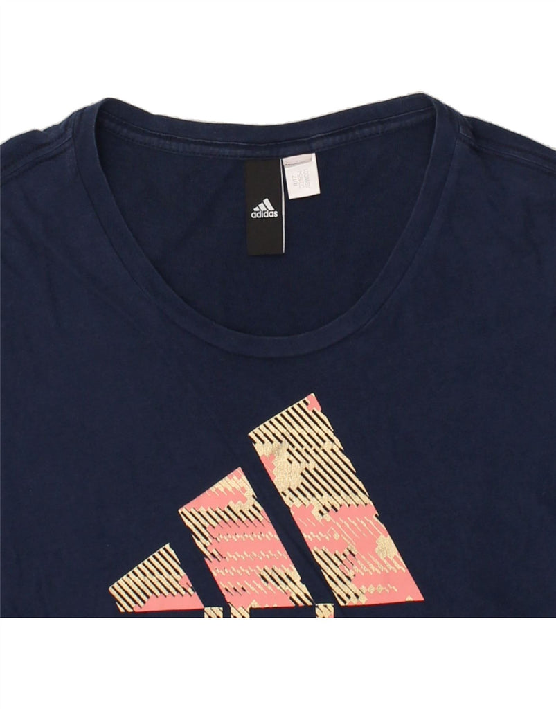 ADIDAS Girls Graphic T-Shirt Top 13-14 Years Navy Blue | Vintage Adidas | Thrift | Second-Hand Adidas | Used Clothing | Messina Hembry 