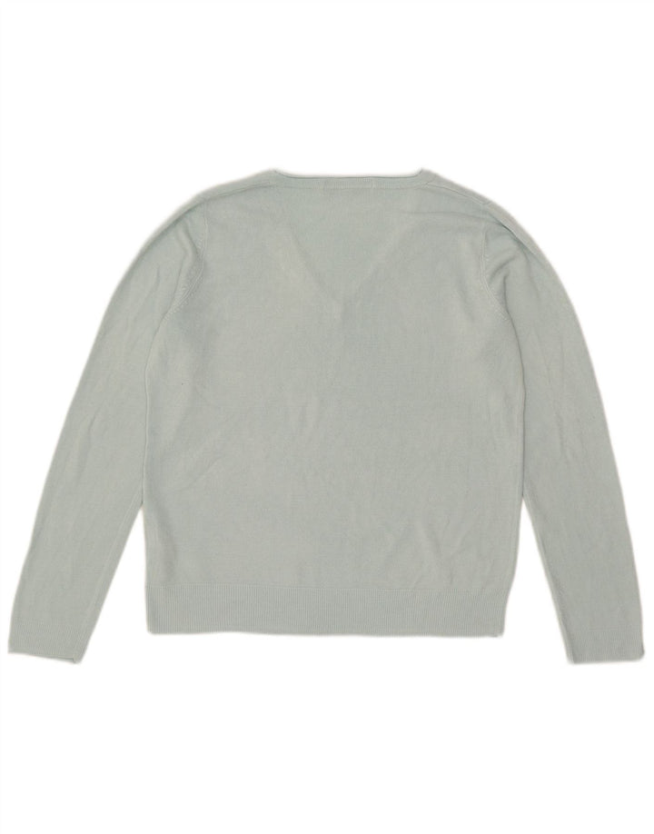Marks & Spencer Womens V-Neck Jumper Sweater UK 12 Medium Blue Acrylic
