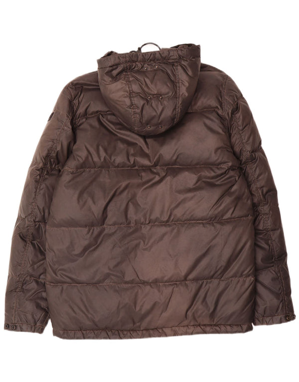 Diesel Mens Hooded Padded Jacket UK 38 Medium Grey Nylon