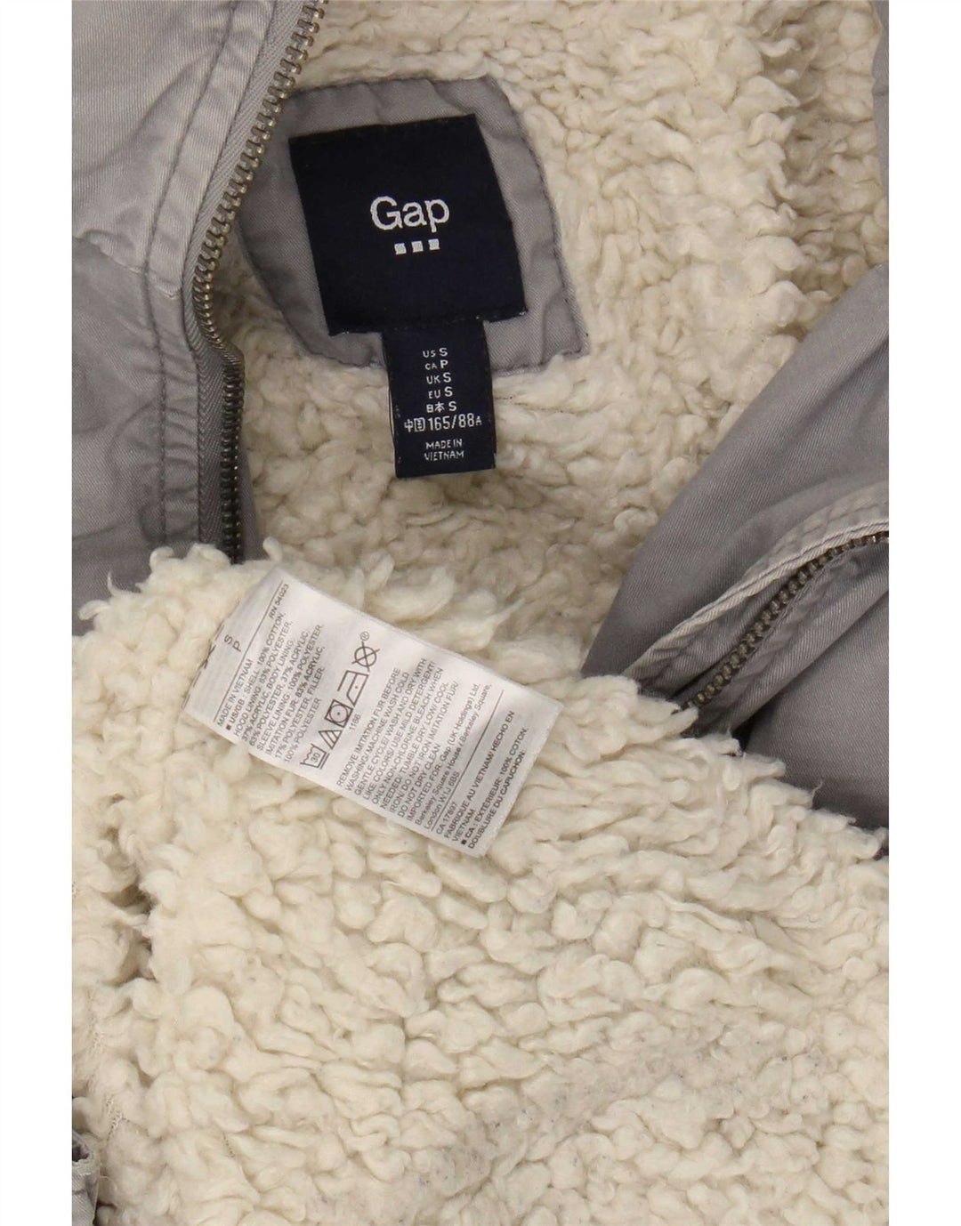 Gap Womens Hooded Parka Jacket UK 10 Small Grey Cotton