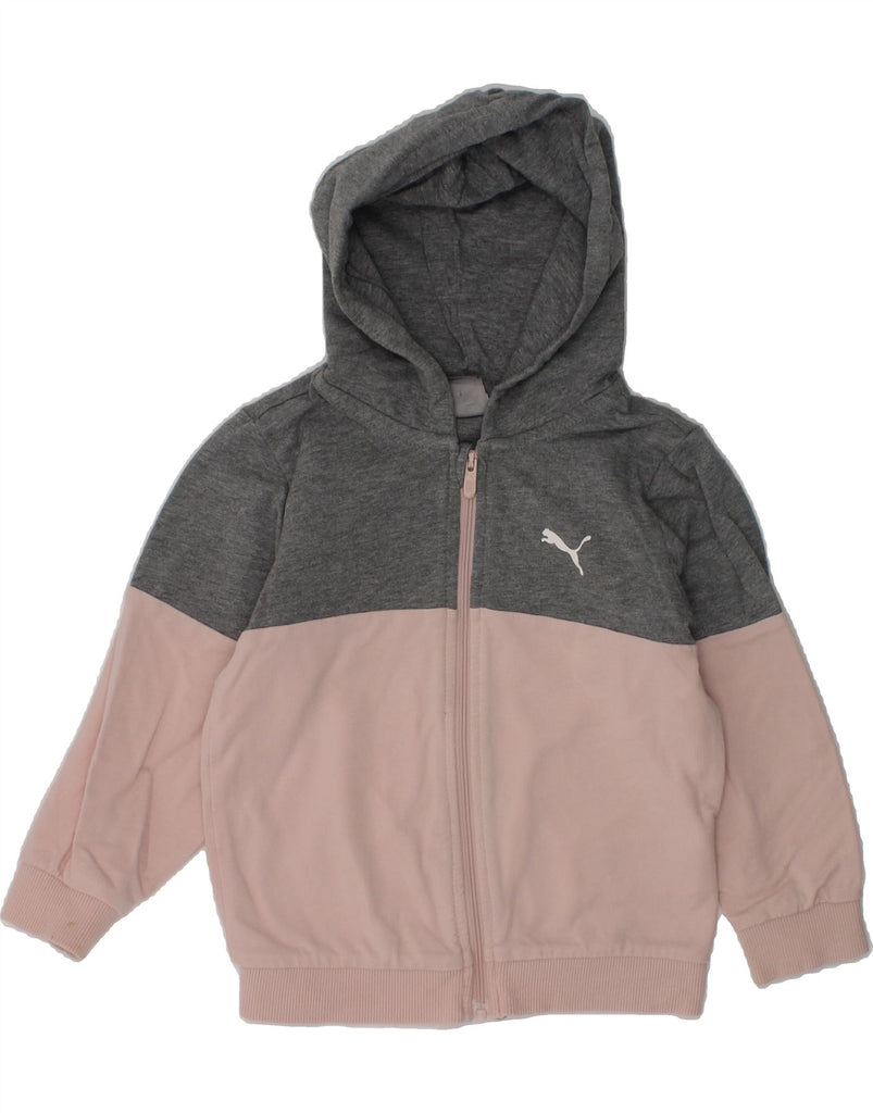 PUMA Baby Girls Zip Hoodie Sweater 12-18 Months Pink Colourblock Cotton | Vintage Puma | Thrift | Second-Hand Puma | Used Clothing | Messina Hembry 