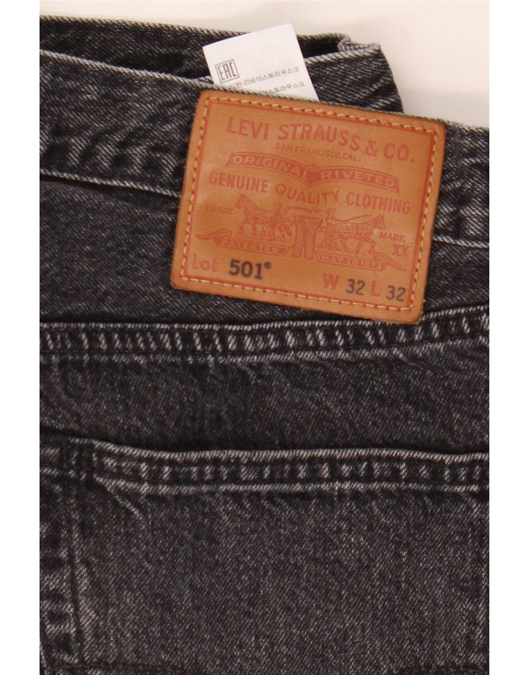 LEVI'S Mens 501 Straight Jeans W32 L32 Grey Cotton
