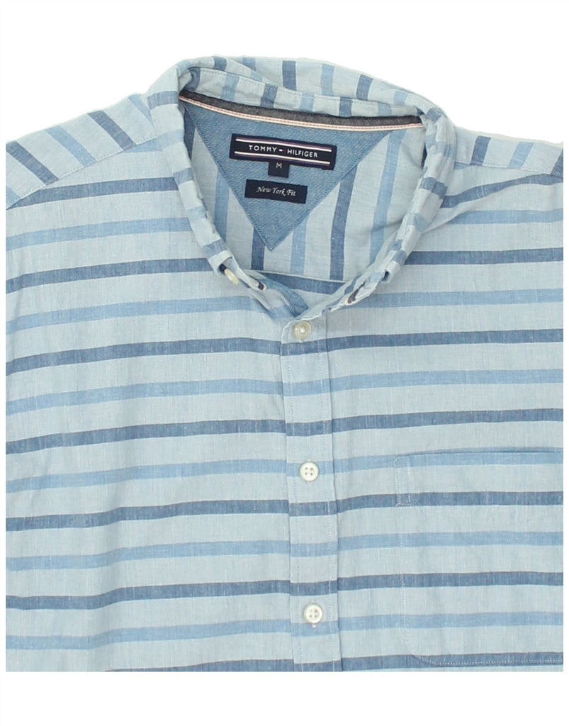 TOMMY HILFIGER Mens New York Fit Shirt Medium Blue Striped Cotton | Vintage Tommy Hilfiger | Thrift | Second-Hand Tommy Hilfiger | Used Clothing | Messina Hembry 