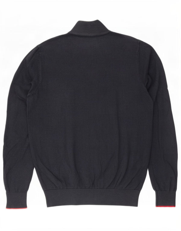 Timberland Mens Zip Neck Jumper Sweater Small Navy Blue Cotton