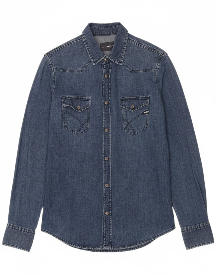 GAS Mens Denim Shirt Small Blue Cotton