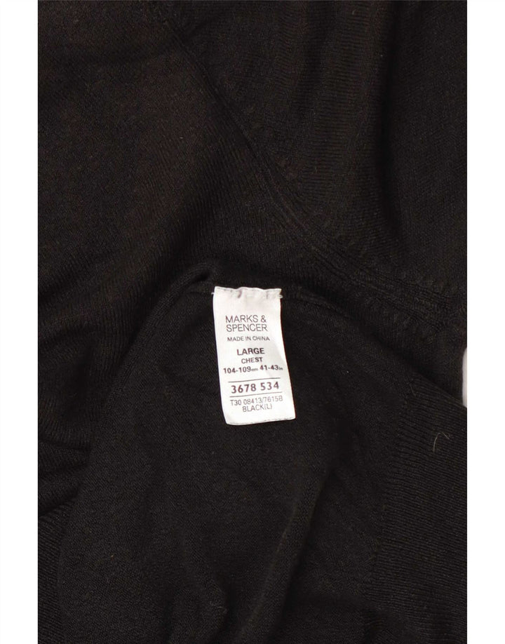 Marks & Spencer Mens V-Neck Jumper Sweater Large Black Acrylic