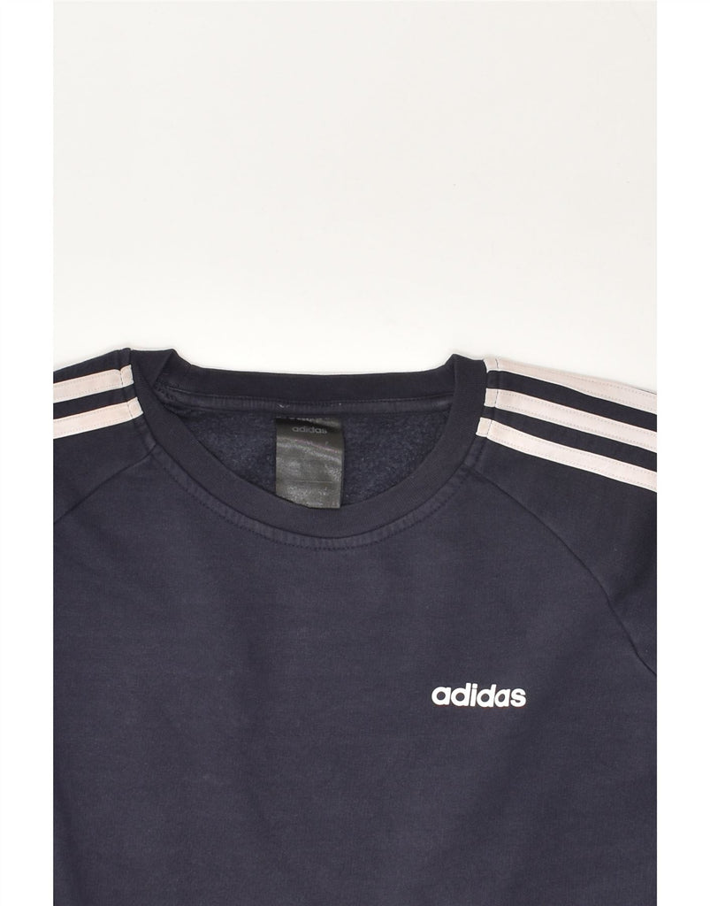 ADIDAS Womens Oversized Sweatshirt Jumper UK 12-14 Medium Navy Blue Cotton | Vintage Adidas | Thrift | Second-Hand Adidas | Used Clothing | Messina Hembry 