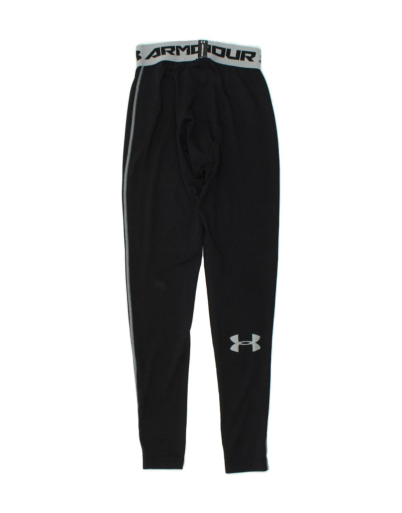 UNDER ARMOUR Womens Heat Gear Graphic Leggings UK 8 Small Black Polyester | Vintage Under Armour | Thrift | Second-Hand Under Armour | Used Clothing | Messina Hembry 