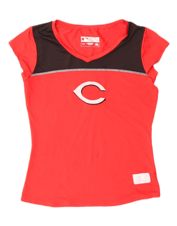 GENUINE MERCHANDISE Womens Graphic T-Shirt Top UK 14 Large Red Vintage Genuine Merchandise and Second-Hand Genuine Merchandise from Messina Hembry 