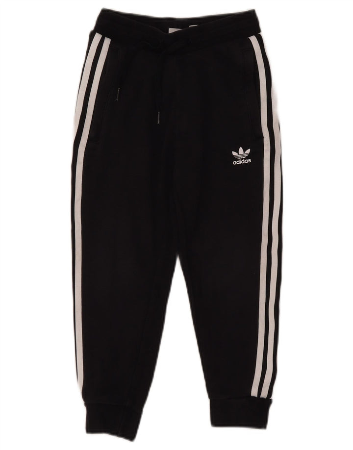 ADIDAS Boys Tracksuit Trousers Joggers 6-7 Years  Black Cotton