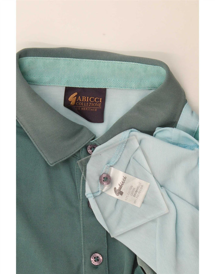 Gabicci Mens Polo Shirt Large Blue Colourblock Cotton
