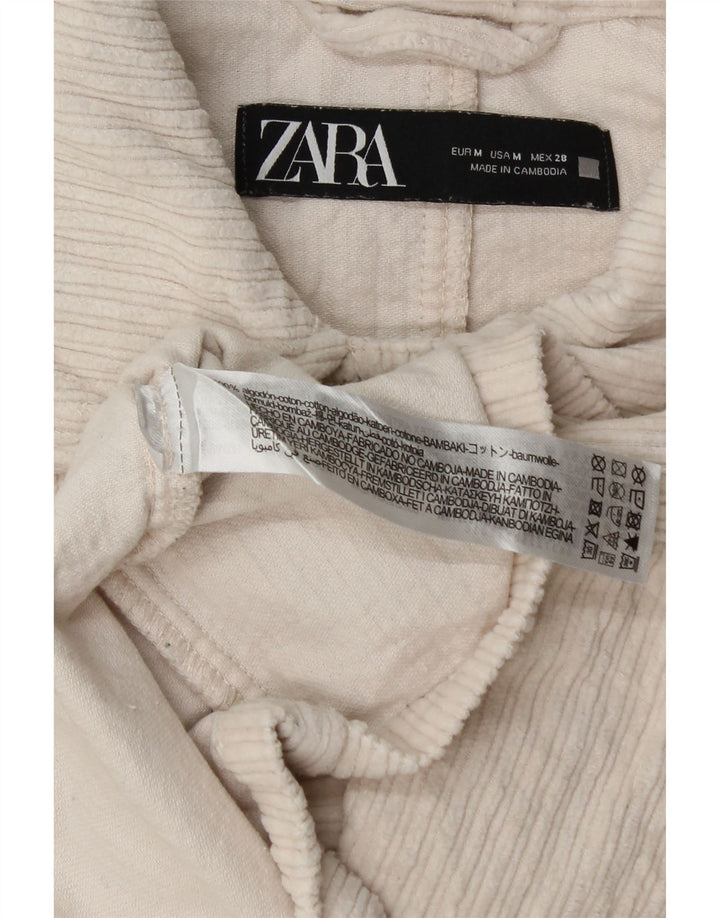 Zara Womens Corduroy Jacket UK 14 Medium White Cotton