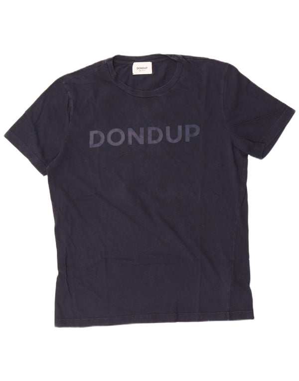 Dondup Mens Graphic T-Shirt Top Large Navy Blue Cotton