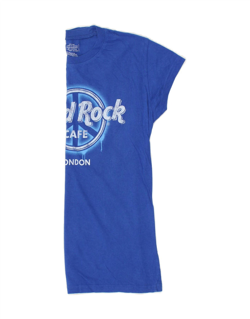 HARD ROCK CAFE Womens London Graphic T-Shirt Top UK 12 Medium Blue Cotton | Vintage Hard Rock Cafe | Thrift | Second-Hand Hard Rock Cafe | Used Clothing | Messina Hembry 