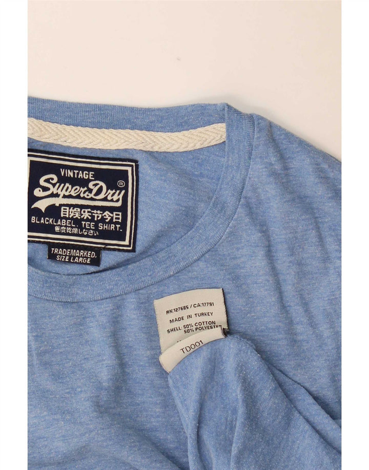Superdry Mens T-Shirt Top Large Blue Flecked Cotton