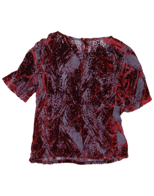 Vintage Womens Abstract Pattern Blouse Top IT 46 Large Burgundy Viscose