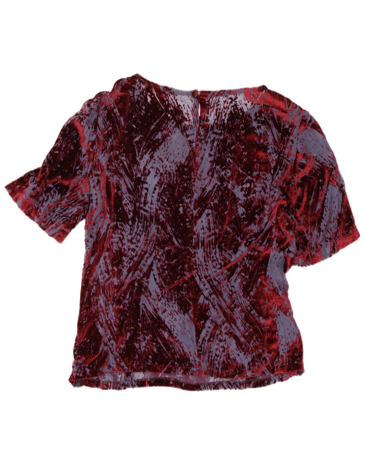 Vintage Womens Abstract Pattern Blouse Top IT 46 Large Burgundy Viscose