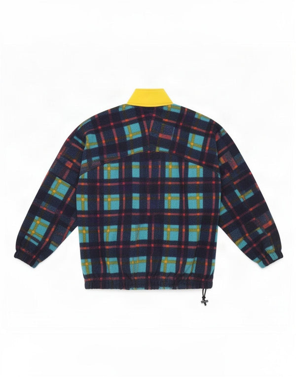 Colmar Mens Zip Neck Fleece Jumper 2XL Navy Blue Check