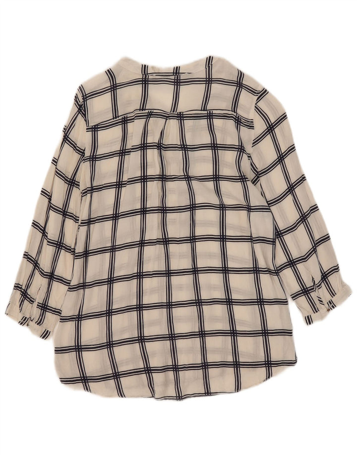 Zara Womens 3/4 Sleeve Blouse Top UK 6 XS White Check