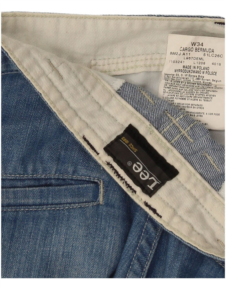 Lee Mens Bermuda Cargo Shorts W34 Large Blue Cotton