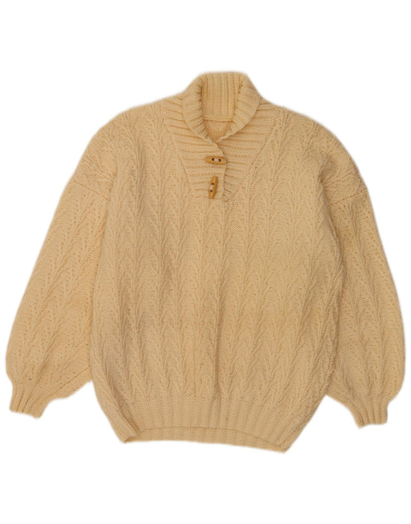 Vintage Womens Shawl Neck Jumper Sweater UK 14 Large Off White