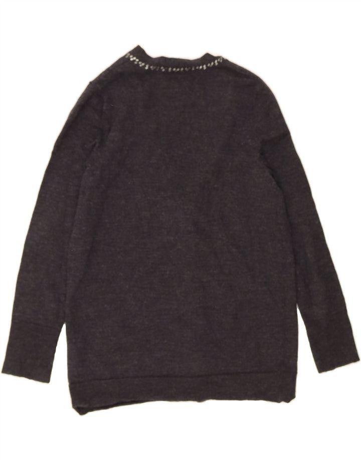EDDIE BAUER Womens Open Cardigan Sweater UK 14 Large Grey Merino Wool Vintage Eddie Bauer and Second-Hand Eddie Bauer from Messina Hembry 