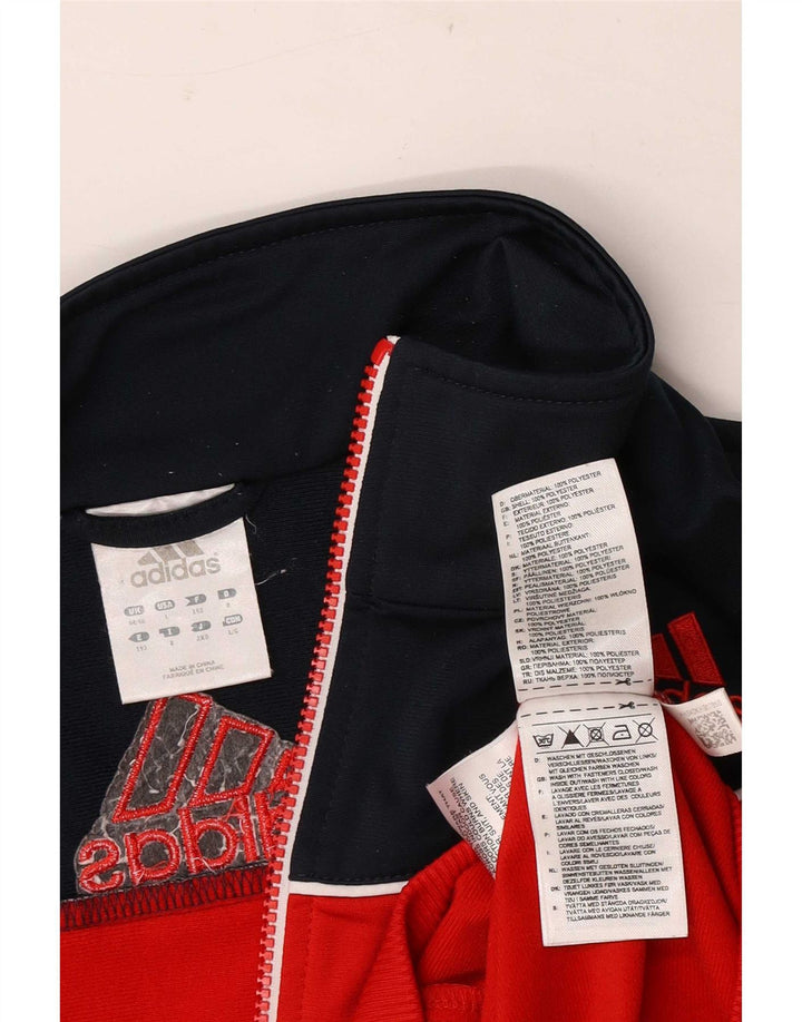 Adidas Mens Tracksuit Top Jacket UK 44/46 Large Red Colourblock Polyester