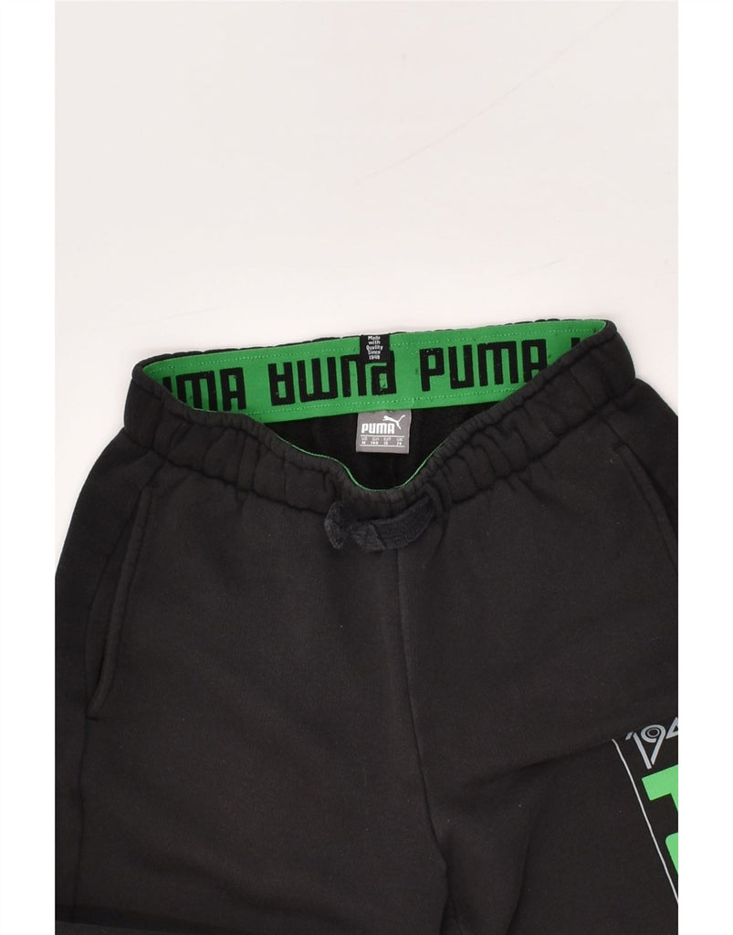 PUMA Boys Graphic Tracksuit Trousers Joggers 11-12 Years Black Cotton | Vintage Puma | Thrift | Second-Hand Puma | Used Clothing | Messina Hembry 