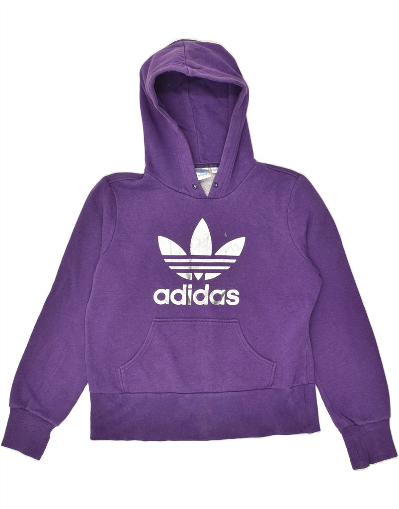 ADIDAS Womens Graphic Hoodie Jumper EU 40 Medium Purple Cotton | Vintage Adidas | Thrift | Second-Hand Adidas | Used Clothing | Messina Hembry 