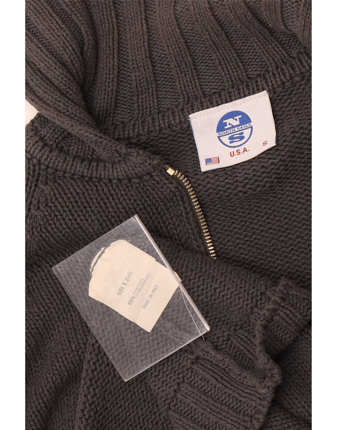 North Sails Mens Full Zip Cardigan Sweater Small Grey Cotton