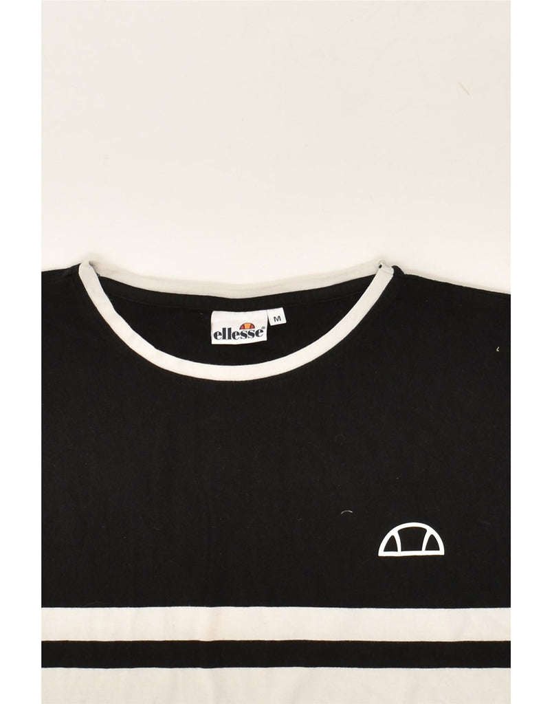 ELLESSE Womens Crop Graphic T-Shirt Top UK 14 Medium Black Colourblock | Vintage Ellesse | Thrift | Second-Hand Ellesse | Used Clothing | Messina Hembry 