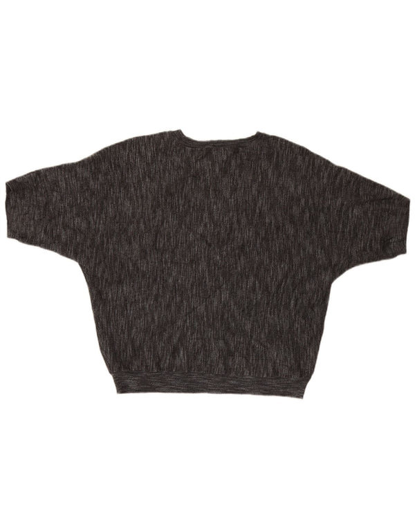 Dkny Womens Short Sleeve Crew Neck Jumper Sweater UK 14 Medium Grey Viscose