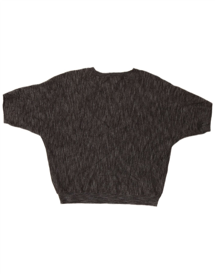 Dkny Womens Short Sleeve Crew Neck Jumper Sweater UK 14 Medium Grey Viscose