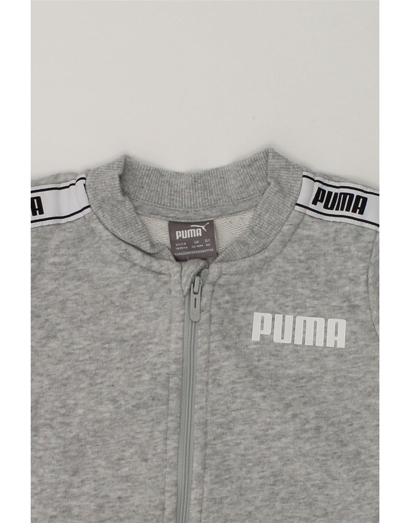 PUMA Baby Boys Graphic Tracksuit Top Jacket 12-18 Months Grey Cotton | Vintage Puma | Thrift | Second-Hand Puma | Used Clothing | Messina Hembry 